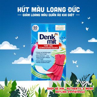 Giấy hút màu loang quần áo Denkmit Đức, miếng hút chống phai màu quần áo khi giặt Denk mit, 50 tờ