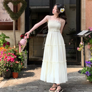 Váy maxi nữ eo cao dáng xoè tiểu thư, đầm maxi nữ dáng dài đi biển Hàn Quốc 6349