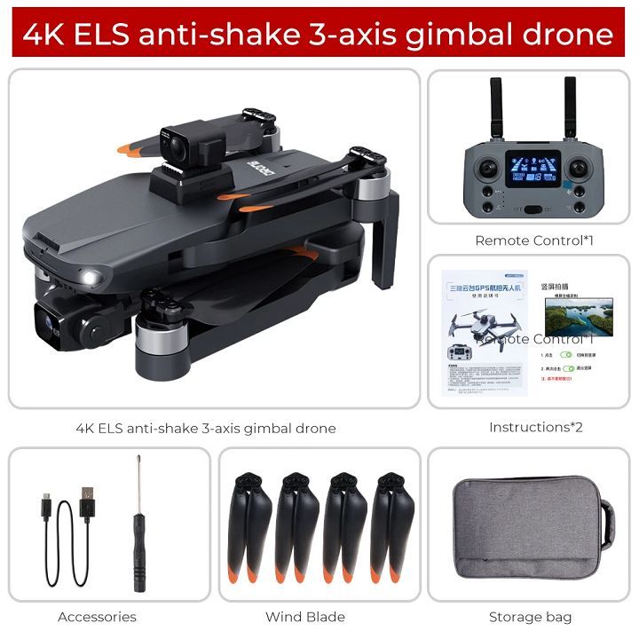 Flycam M318, flycam mini cógimbal chống rung 3 trục, có cảm biến, camera 4K, thời gian bay tối đa 35 phút | BigBuy360 - bigbuy360.vn
