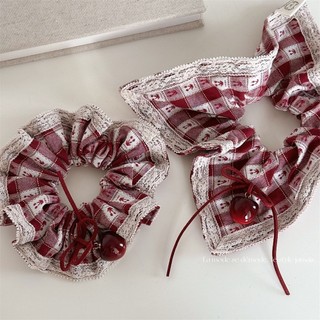 [Tím.Little]Scrunchies cột tóc vải kiểu mới cherry, dây buộc tóc thời trang