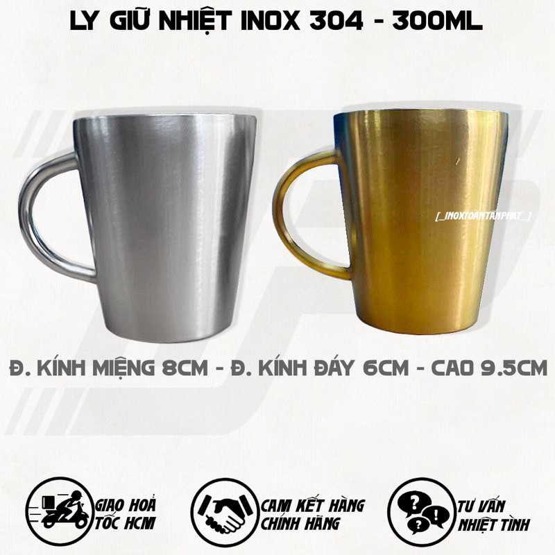 Ly Cốc Cách Nhiệt Inox 304 - Ly cách Nhiệt Có Quai Cầm Inox