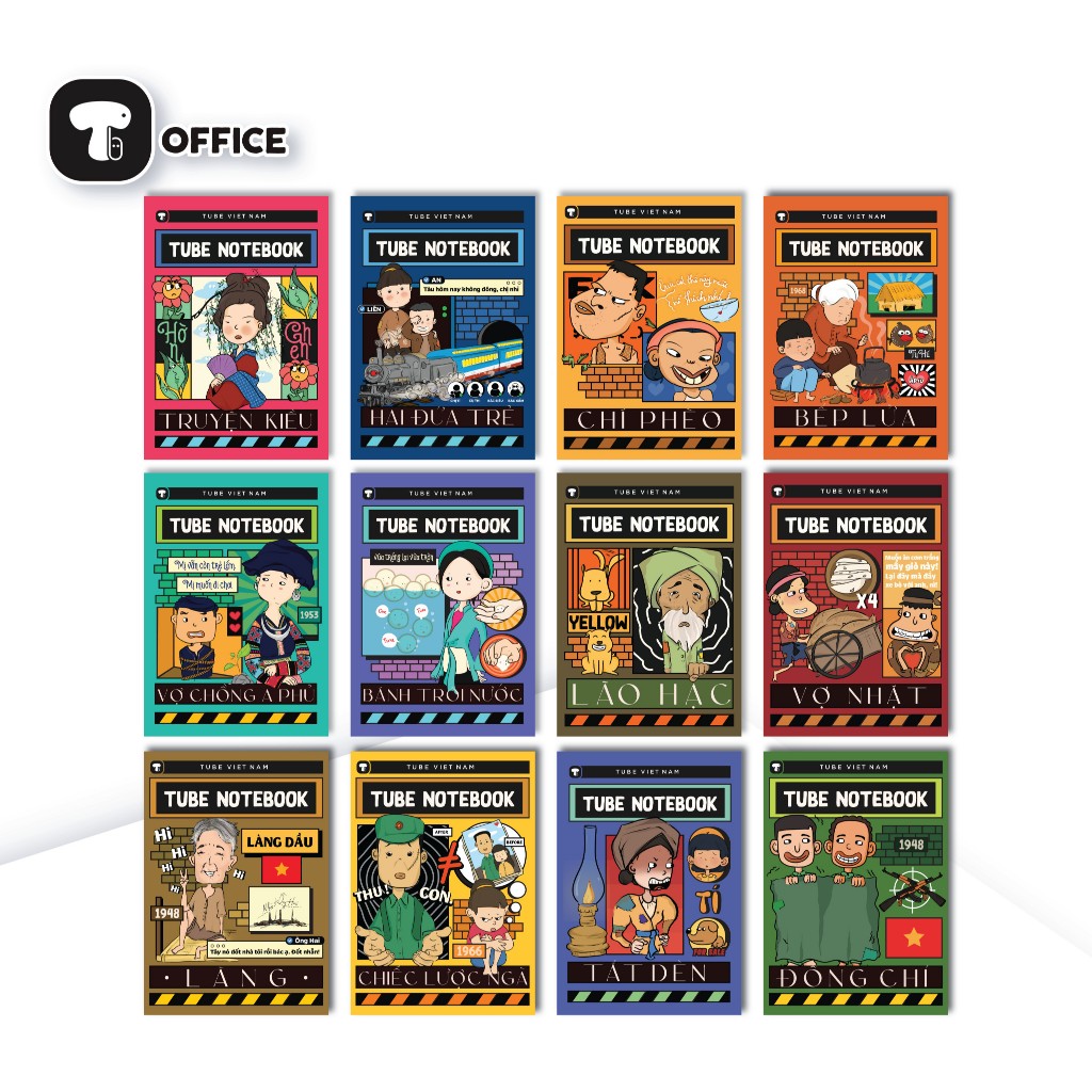 Vở Kẻ Ngang Có Dot Chấm Tube Notebook BST ''Văn Vở'' 17,5x25cm 120 trang 70GSM - TB (Nhiều Bìa)