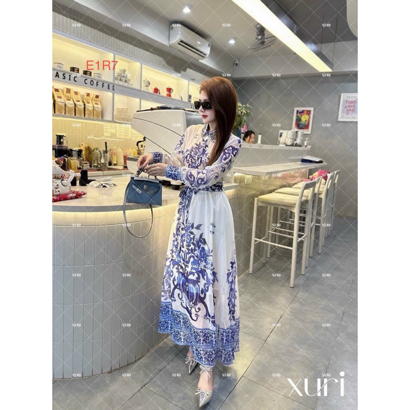 Đầm họa tiết dáng dài cao cấp chất lụa hàng nhập size m l xl xxl