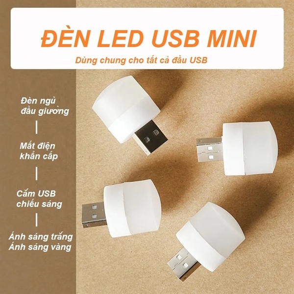 Đèn Led Mini, Đèn Ngủ Đọc Sách Bảo Vệ Mắt Cổng USB