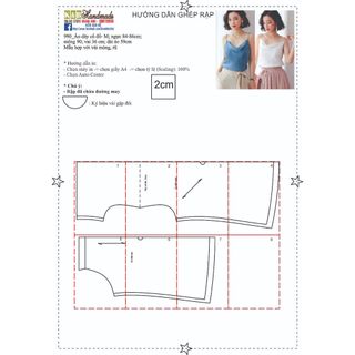 Rập giấy A0 mã 990- áo dây cổ đổ K & B Handmade (BẢN VẼ)