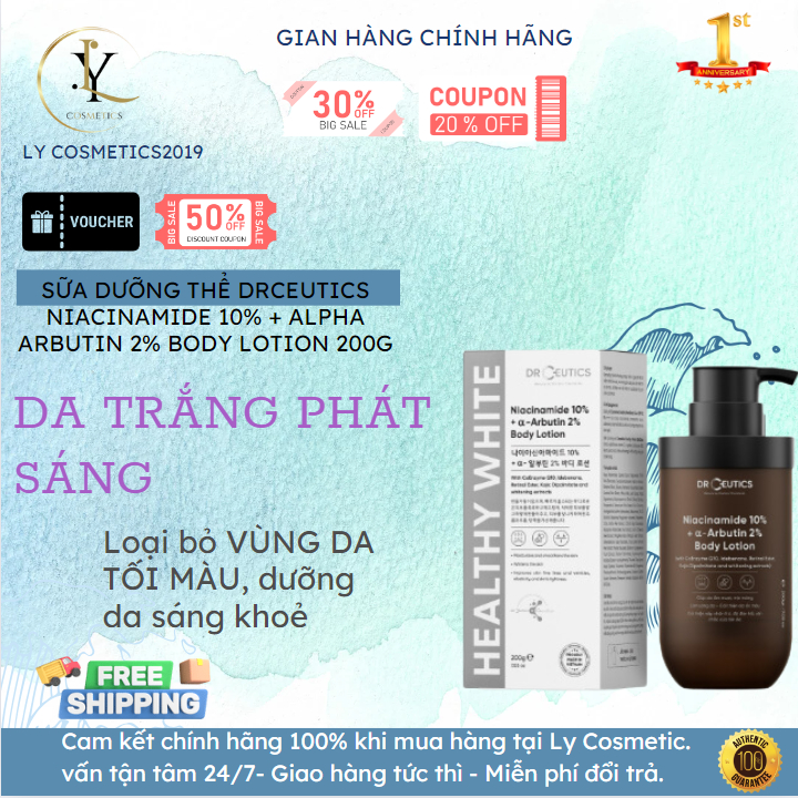 DRCEUTICS Sữa Dưỡng Thể Trắng Da DrCeutics Body Lotion Healthy White (200ml)