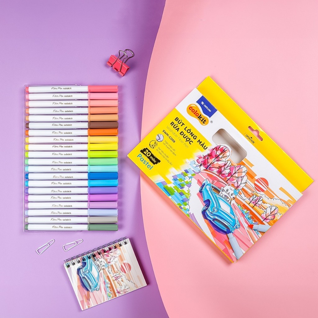 Bút lông màu fiber pen Thiên Long Colokit bộ 22 pastel SWM-C008