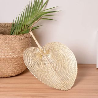Chicnchill quạt tre cầm tay, trang trí nhà, trang trí tường, quạt tre lá đề màu tự nhiên, quạt lá cọ decor