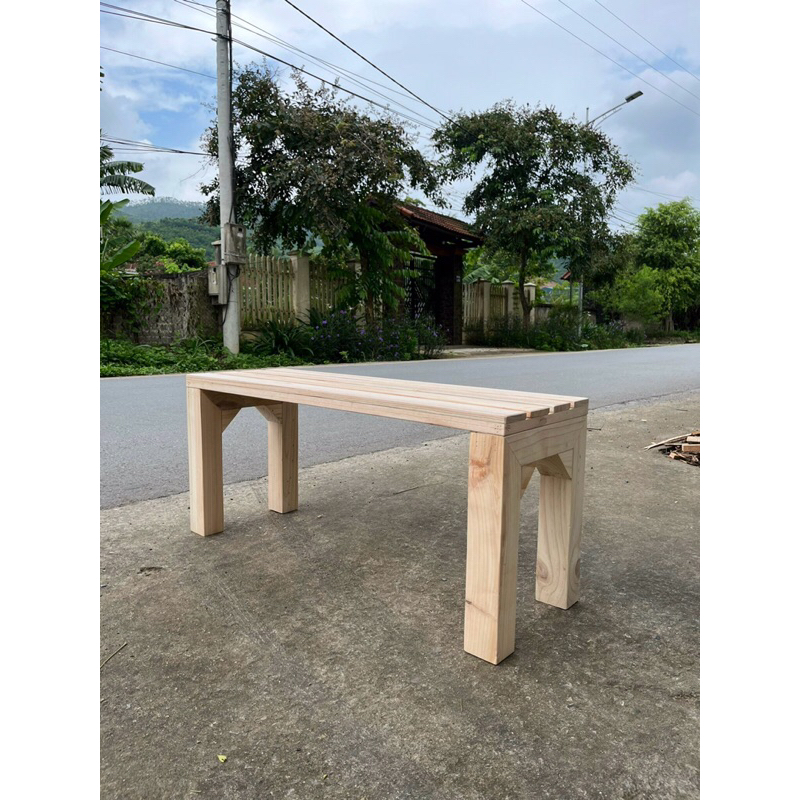 Ghế Băng Dài Gỗ Tự Nhiên , Chân Vuông / 90x30 cao 35 ~ 40cm