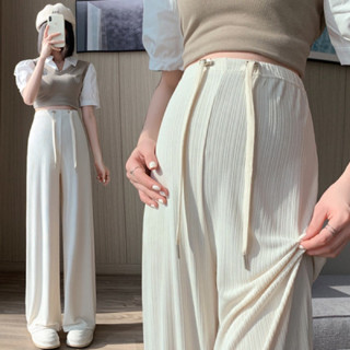  Quần bầu dài Mùa Hè ống xuông rộng chất Tăm Thái có dây chỉnh rút eo mặc trước và sau sinh công sở 