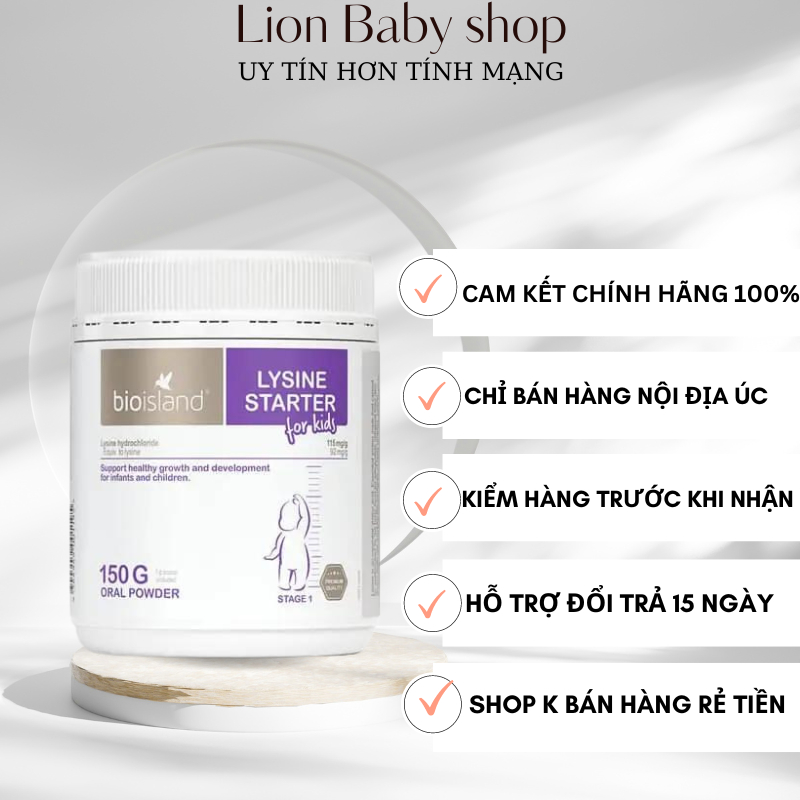 Bột Lysine  Bio Island 150g [CHÍNH HÃNG] chuẩn nội địa, cho bé