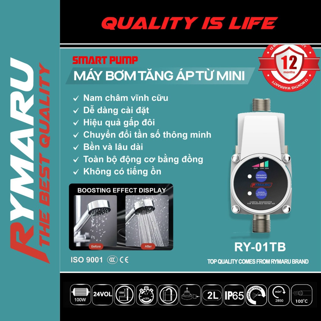 Máy Bơm Tăng Áp Từ Mini Rymaru RY-01TB