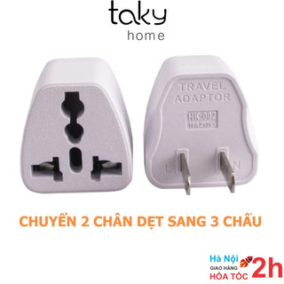 Phích Cắm -TakyHome, Chuyển Đổi Ổ Cắm Từ 3 Chân Sang 2 Chân Dẹt, Tiện Dụng, An Toàn Tiêu Chuẩn US - JP - Đài. 8601-3chan