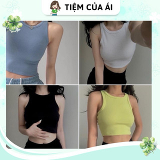 Áo croptop ba lỗ gân trơn ôm body - áo thun 3 lỗ basic dễ phối đồ