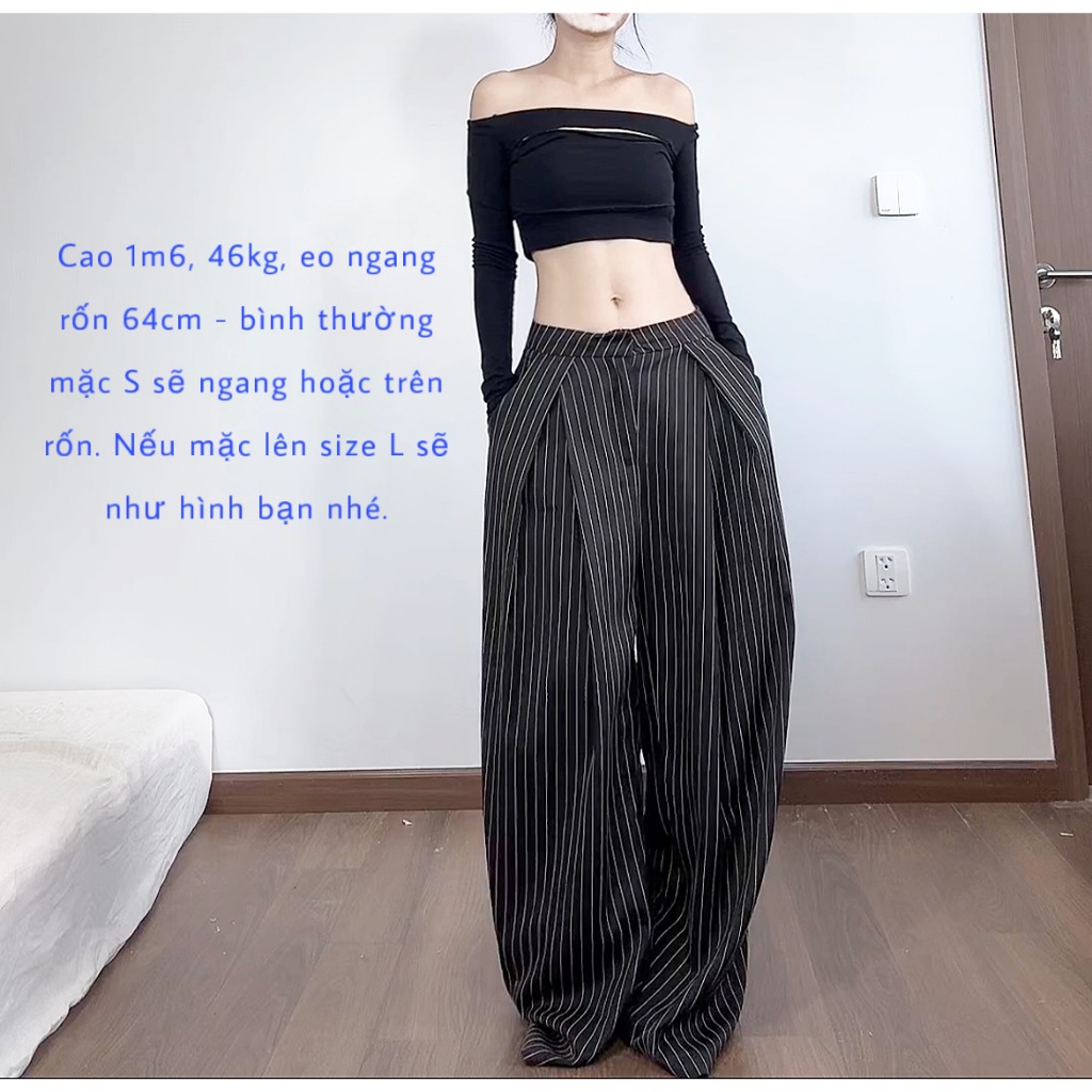 | HÌNH THẬT ĐỘC QUYỀN CUBEDLEMON | Quần ống siêu rộng ulzzang ly lệch phần lưng sọc | BigBuy360 - bigbuy360.vn