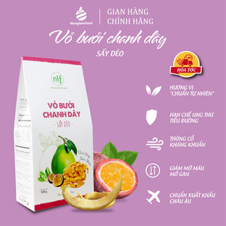 Vỏ bưởi chanh dây sấy dẻo Nông Lâm Food trái cây sấy dẻo chuẩn xuất khẩu Châu Âu hộp 100g.