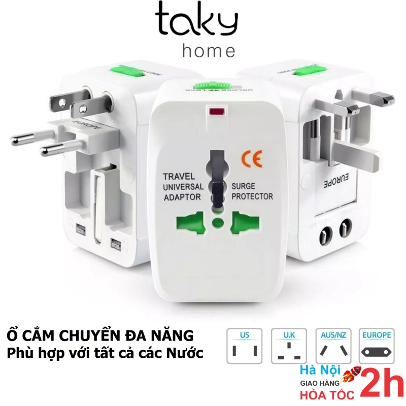Ổ Cắm Chuyển Đổi Đa Năng - TakyHome, Cho Phích Cắm Khi Du Lịch Quốc Tế, An Toàn, Tiện Dụng Mang Theo Khi Du Lịch, 8604