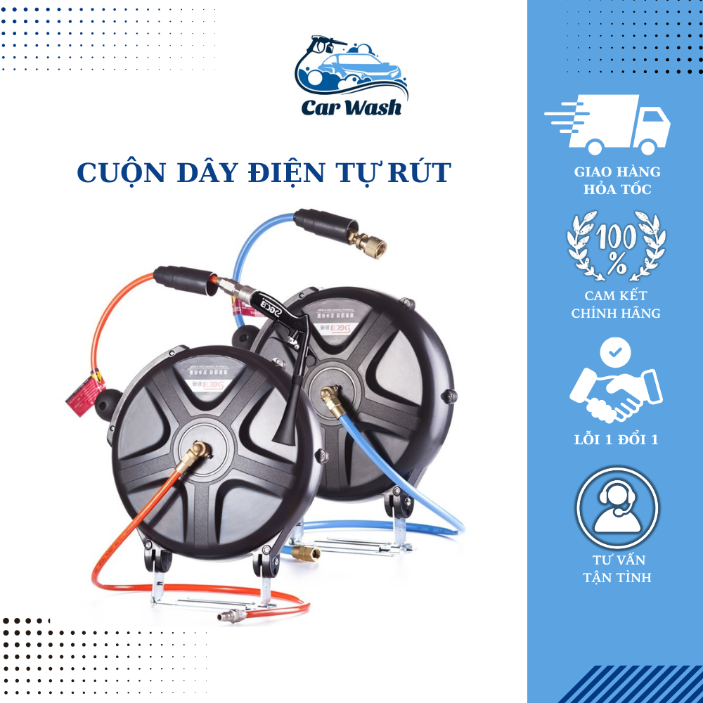 Cuộn dây điện tự rút SGCB lõi đồng chống rối, Rulo điện tự rút, Rulo điện, Cuộn dây điện  dài 10m