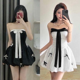 Đầm Xốp Cúp Ngực Đính Nơ Dáng Bí Xoè Siêu Xinh 4G220130