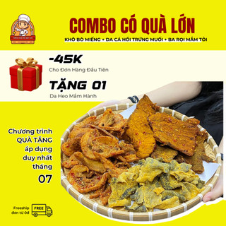  Tặng 1 Hũ Da Heo Mắm Hành Khi Mua Combo 3 Món: Khô Bò Miếng - Ba Rọi Mắm Tỏi - Da Cá Trứng Muối