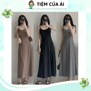 Đầm 2 dây dáng dài form suông ôm body - Đầm trơn dài