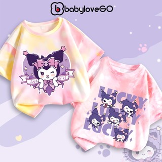 Áo thun cho bé BabyloveGO áo phông loang màu bé gái cotton ngắn tay mùa hè in hình KUROMI