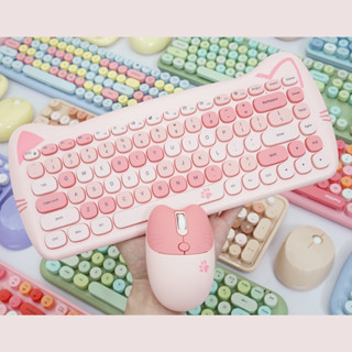  COMBO BÀN PHÍM CHUỘT KHÔNG DÂY MOFII KITTY CAT MIXED TAI MÈO ĐÁNG TƯƠNG THÍCH CẢ HỆ ĐIỀU HÀNH WINDOWS VÀ MACOS 