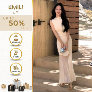 Đầm body dáng dài phối chân váy xếp ly Emili đầm ba lỗ sát nách đi tiệc phong cách kiểu nữ