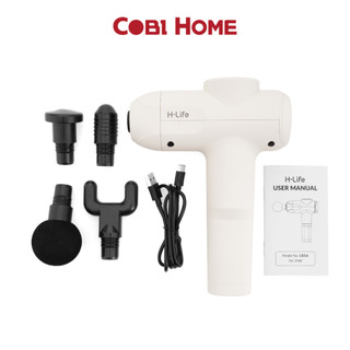 Máy massage cầm tay H-Life Dụng cụ massage cầm tay mini 6 chế độ kèm 4 đầu phụ kiện massage chuyên sâu đa năng CB5A