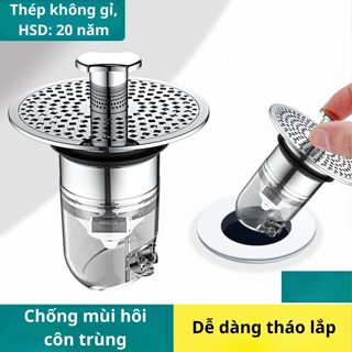Nắp chặn lỗ thoát nước bồn rửa mặt nhà tắm cao cấp ngăn mùi hôi, gián, côn trùng, chắn rác chống tắc đường cống