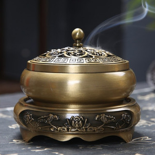 Lư hương xông trầm, đốt trầm bằng đồng đúc nguyên khối