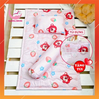 Trọn bộ gối nệm có gối ôm cho bé mầm non, tiểu học, vải Tencel siêu mềm, thoáng mát
