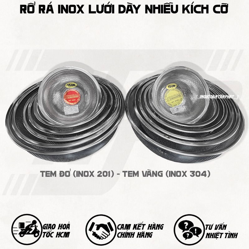 Rổ Rá Inox Dày - Rổ Inox Lỗ Nhỏ Dày Đựng Trái Cây Đồ Chiên - Rổ Inox 201 & 304