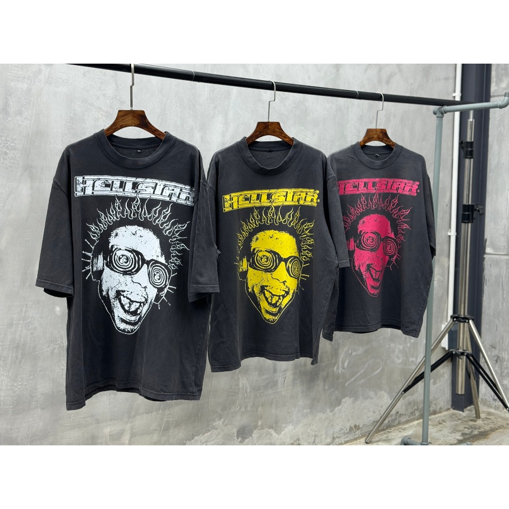 Áo thun wash oversize - Hellstar Rage Tee Washed Black