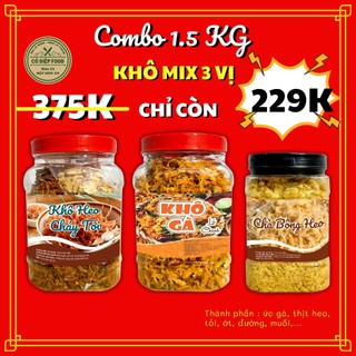 Combo 1.5kg khô mix 3 vị [ 500gr chà bông heo l1 + 500gr khô heo + 500gr khô gà chanh]