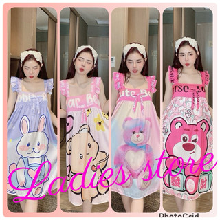 Đầm váy ngủ 2 dây cánh tiên lụa latin mịn mát freesize, váy đầm ngủ dễ thương cute bầu bì mặc nhà thoải mái