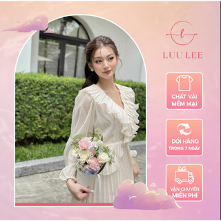 Váy tơ cổ bèo váy xoè điệu đà phong cách thanh lịch sang chảnh thiết kế by LUU LEE LV387