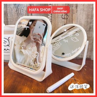 Gương để bàn lúa mạch - Gương lúa mạch trang điểm cao cấp xoay 360 độ