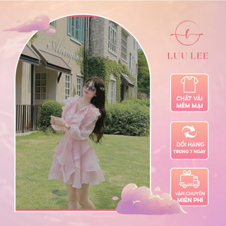 Váy Tơ Óng, Đầm Nữ Bánh Bèo Tôn Dáng Tôn Da Màu Hồng Phấn Phong Cách Tiểu Thư Thiết Kế By LUU LEE LV108
