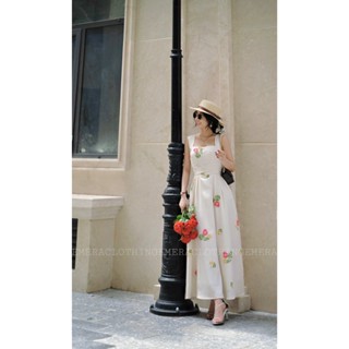 Liliadress kem - váy thiết kế nền hoa nhí xinh xắn xòe rộng thắt eo tôn dáng có túi 2 bên hông Emera