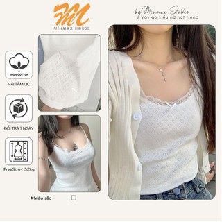 Áo 2 dây croptop viền ren, áo hai dây MinMax House,áo kiểu nữ croptop phong cách gợi cảm