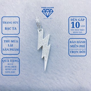  Mặt dây chuyền bạc tia sét đính đá sang trọng trang sức PHAN HUYNH JEWELRY 