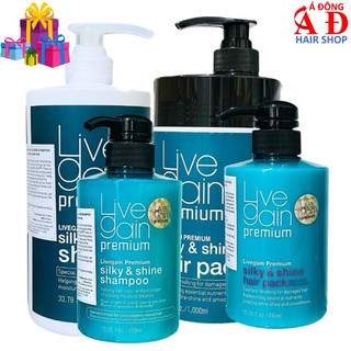 Bộ dầu gội, hấp xả phục hồi giữ màu nước hoa Livegain Silky & Shine Hàn Quốc