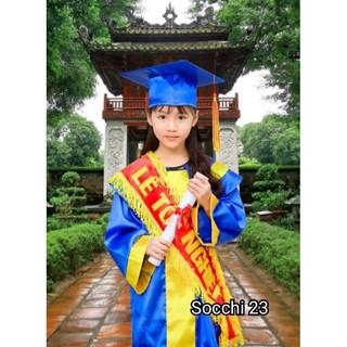 Áo cử nhân tốt nghiệp mầm non, mẫu giáo kèm mũ hàng chất lượng