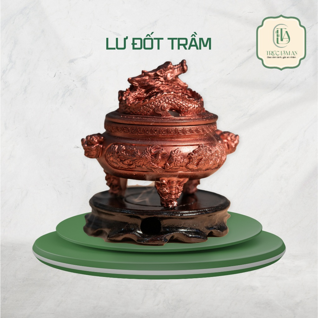 Lư Đốt Nhang Trầm Đa Năng – TRÚC LÂM AN – Composite Vân Đồng Cao Cấp