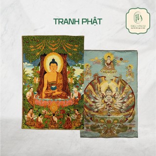 Tranh thêu thangka, phật - trúc lâm an - phật thích ca, quán thế âm bồ tát