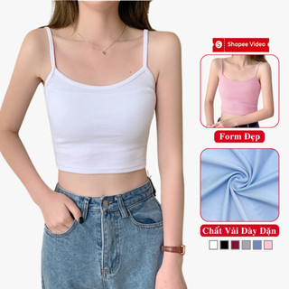 Áo Thun 2 Dây Nữ Form Croptop Ngắn Madela, Croptop Hai Dây Ngắn Nữ Mùa Hè Chất Thun Co Giãn Ôm Body