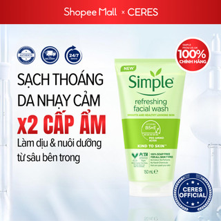 Sữa rửa mặt simple, srm simple, gel rửa mặt cho da dầu mụn dưỡng ẩm dịu nhẹ chính hãng 150ml