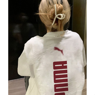 Trắng Áo phông nữ form rộng girl phố thư in ấn cổ tròn áo thun 100%cotton focus local brand