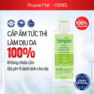 Toner Nước Hoa Hồng Simple Soothing Facial Tonner Cân Bằng Da Làm Sạch Dịu Da Dưỡng Ẩm 200ml